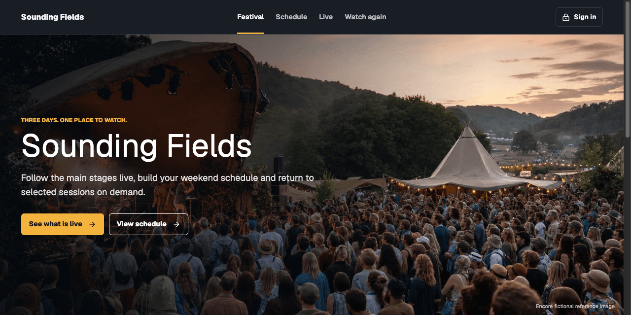 Screenshot of the Sounding Fields example website
